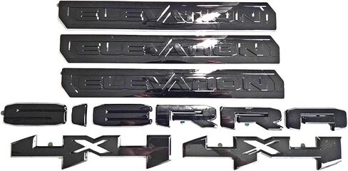 تراكب 6pcs الباب الخلفي شعار 3D باغ 4x4 استبدال لوحة Sierra Elevation 2019+ Sierra 1500 (لامع) in Kuwait