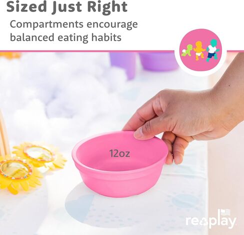 Re-Play 12 oz. Toddler Bowls Set of 3 - Kids Deep-Walled, Durable & Reusable Snack and Meal Bowls, Dishwasher & Microwave Safe, BPA-Free, Made in USA from Recycled Plastic, Princess in Saudi Arabia