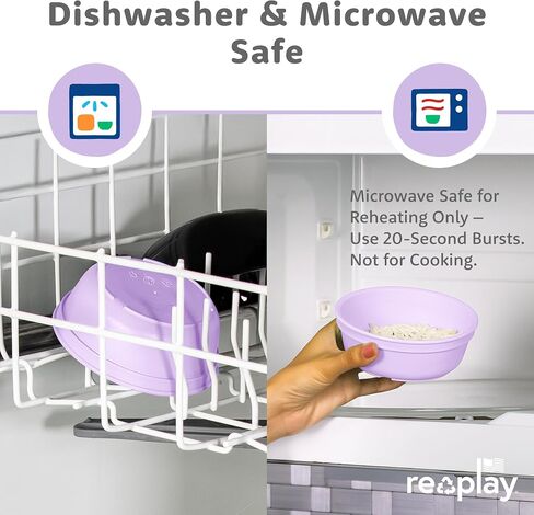 Re-Play 12 oz. Toddler Bowls Set of 3 - Kids Deep-Walled, Durable & Reusable Snack and Meal Bowls, Dishwasher & Microwave Safe, BPA-Free, Made in USA from Recycled Plastic, Princess in Saudi Arabia