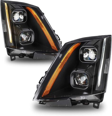 AKKON - For 2008-2014 Cadillac CTS Dual Projector Black Housing Switchback LED Headlights [Halogen Model] in Kuwait