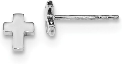 Jewels By Lux 14k White Gold Polished Cross Post Earrings in Saudi Arabia
