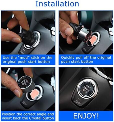 iJDMTOY Crystal Diamond Series Reflective Engine Push Start Stop Button w/Black Surrounding Trim Compatible with BMW Gxx 2 3 4 8 Series X5 X6 X7 Z4, etc in Saudi Arabia