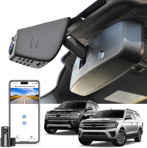 Front 4K & الخلفية 1080p Dash Cam Custom Fit for Ford Expedtion/Expedtion Max 2018-2025 ، XLT Limited Timberline King Ranch Platinum ، Look Integrated OEM ، UHD 2160P Video ، App & WiFi ، in Kuwait