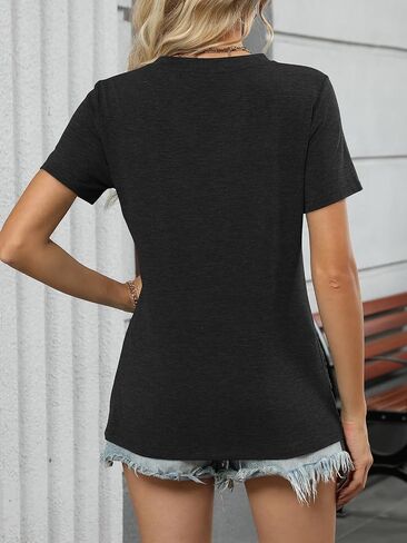 Womens V Neck Tops Short Sleeve Summer Shirts Dressy Casual Trendy Basic Tops in Saudi Arabia