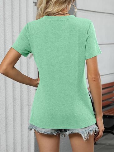 Womens V Neck Tops Short Sleeve Summer Shirts Dressy Casual Trendy Basic Tops in Saudi Arabia
