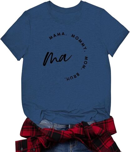 Mom Shirts for Women Mama Letter Print T-Shirt Mama Shirt Life Tops in Saudi Arabia
