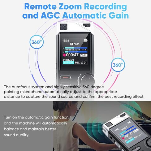 128GB 1536KBPS 5000Hours Recording Capacity 65H Battery Time Voice Activated Recorder with Noise Reduction Audio Recorder in Saudi Arabia