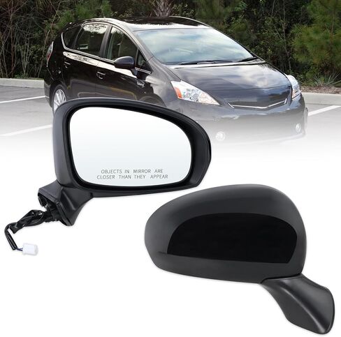 Right Passenger Side Door Mirror Compatible With 2012 2013 2014 2015 2016 2017 Toyota Prius V With Manual Folding Power Glass Black Replace#87910-47280(3Pins) in Saudi Arabia