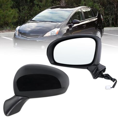 Right Passenger Side Door Mirror Compatible With 2012 2013 2014 2015 2016 2017 Toyota Prius V With Manual Folding Power Glass Black Replace#87910-47280(3Pins) in Saudi Arabia