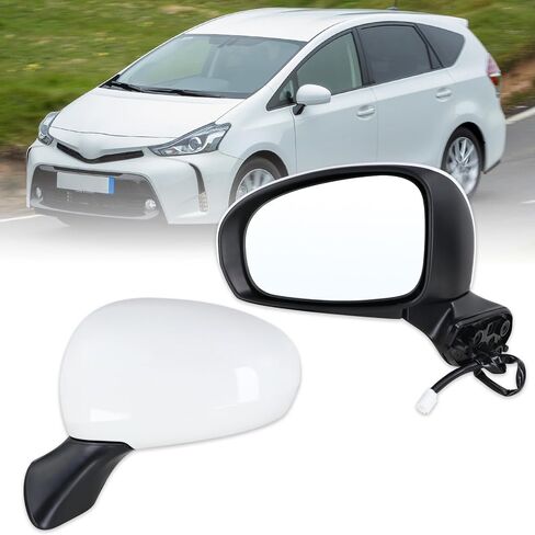 Right Passenger Side Door Mirror Compatible With 2012 2013 2014 2015 2016 2017 Toyota Prius V With Manual Folding Power Glass Black Replace#87910-47280(3Pins) in Saudi Arabia
