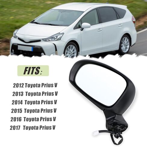 Right Passenger Side Door Mirror Compatible With 2012 2013 2014 2015 2016 2017 Toyota Prius V With Manual Folding Power Glass Black Replace#87910-47280(3Pins) in Saudi Arabia
