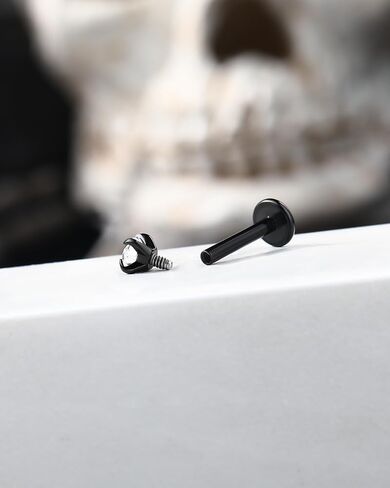 Jewseen 16g Halloween tragus tragus arics داخليًا مجموعة الهالوين الحلزونية مثقوبة المجوهرات السوداء المسطحة ذات الأقراط الغضروف بالشفة الأنف للنساء الرجال in Kuwait
