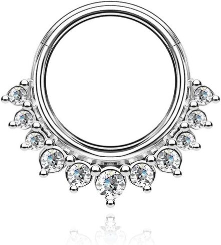 Gold Diamond Septum Daith Ring Flicker Hoop - Conch المتلألئ ، الحلزون ، ومجوهرات ثقب الأنف in Saudi Arabia