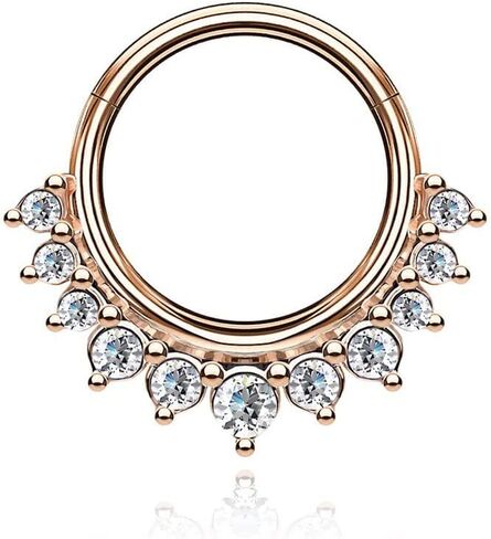 Gold Diamond Septum Daith Ring Flicker Hoop - Conch المتلألئ ، الحلزون ، ومجوهرات ثقب الأنف in Saudi Arabia