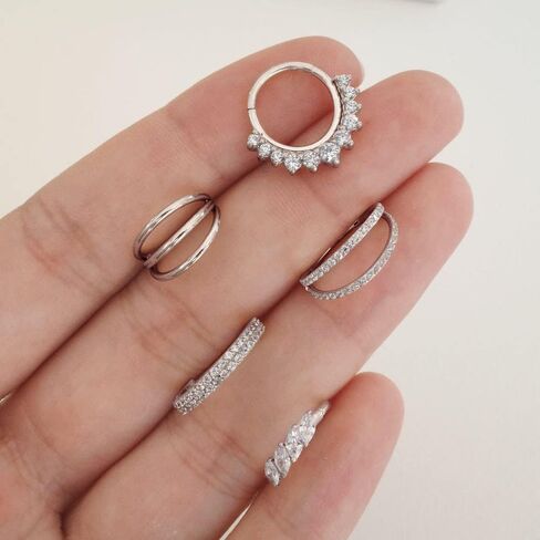 Gold Diamond Septum Daith Ring Flicker Hoop - Conch المتلألئ ، الحلزون ، ومجوهرات ثقب الأنف in Saudi Arabia