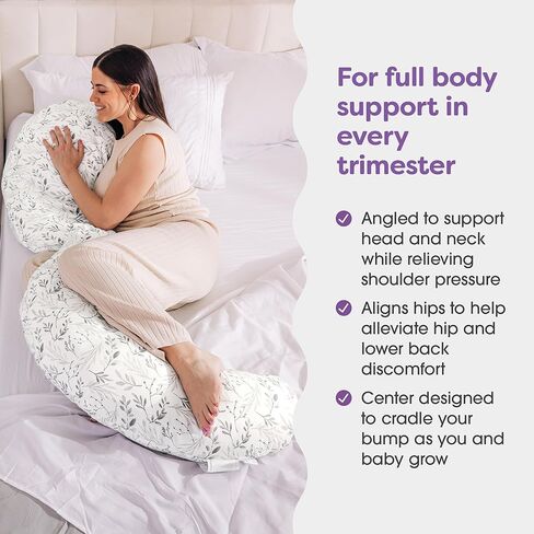 Boppy Total Body Pregnancy Pillow with Organic Cotton, Easy-on Removable Cover in Biscuit for Full-Body Support, Body Pillow for Pregnancy and Postpartum Positioning in Saudi Arabia