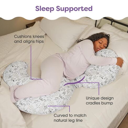 Boppy Total Body Pregnancy Pillow with Organic Cotton, Easy-on Removable Cover in Biscuit for Full-Body Support, Body Pillow for Pregnancy and Postpartum Positioning in Saudi Arabia