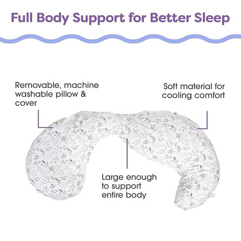 Boppy Total Body Pregnancy Pillow with Organic Cotton, Easy-on Removable Cover in Biscuit for Full-Body Support, Body Pillow for Pregnancy and Postpartum Positioning in Saudi Arabia