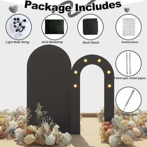 قوس الخلفية الوقوف في الهواء الطلق ، 6.6 قدم+5.5 قدم خلفية وردية الظهر الإطار مع الأضواء ، 2 مجموعة جولة أعلى صورة مقدمة in Kuwait