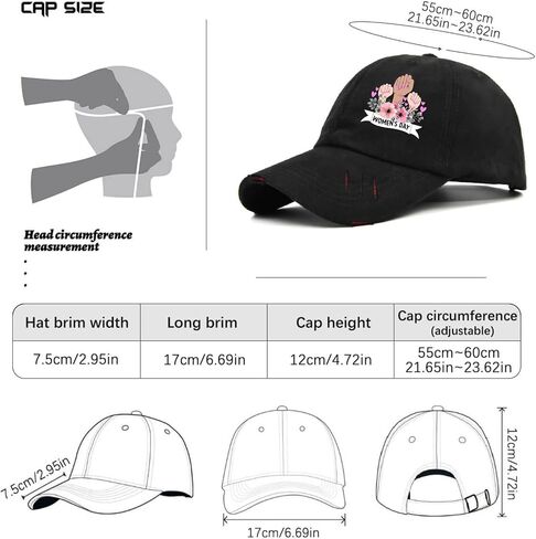 Women's Day Hat for Mens Washed Distressed Baseball Caps Stylish Washed Hiking Hats Cotton in Saudi Arabia