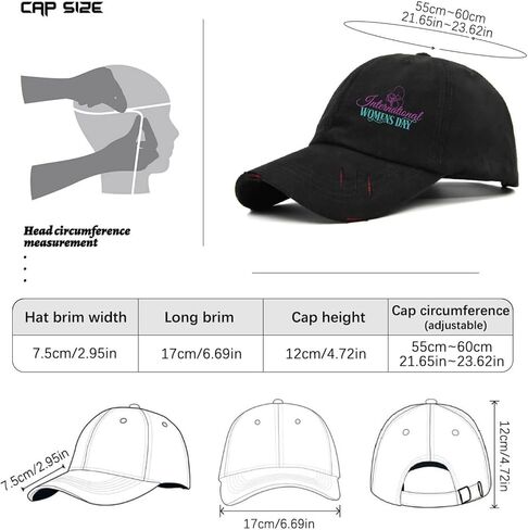 International Women's Day Hat for Men Washed Distressed Baseball Caps Trendy Washed Hiking Hats Breathable in Saudi Arabia