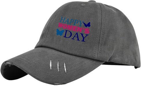 Happy Women's Day Hats for Mens Washed Distressed Baseball Caps Aesthetic Washed Hiking Hats Adjustable Dark Grey in Saudi Arabia