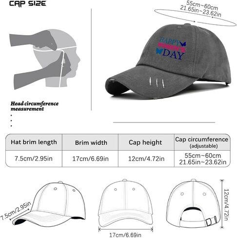 Happy Women's Day Hats for Mens Washed Distressed Baseball Caps Aesthetic Washed Hiking Hats Adjustable Dark Grey in Saudi Arabia