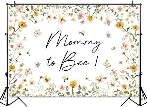 Mocsicka Mommy To Bee Backdrop Honey Combs Floral Baby Shower Decorations Boy Girl Baby Shower Decorations Banner Photo Studio Props (7x5ft) in Kuwait