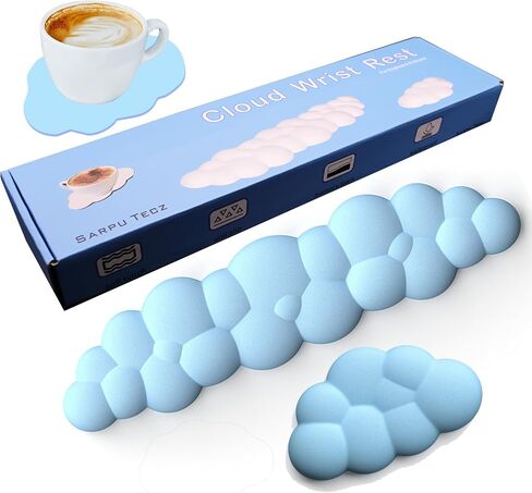 Cloud Keyboard Wrist Rest, Keyboard Mouse Pad Keyboard Rest for Gaming,3-in-1 Wrist Rest for Computer,Computer Wrist Support Made of Soft Breathable Leather and Memory Foam in Saudi Arabia