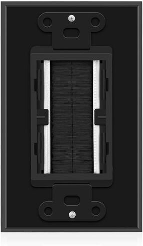 TNP Brush Wall Plate - Triple Gang Cable Entry Access Brush Bristles Style Strap Opening Port Insert Socket Wiring Plug Jack Decorative Face Cover Outlet Mount Panel (3 Gang, 1 Pack) - White in Saudi Arabia