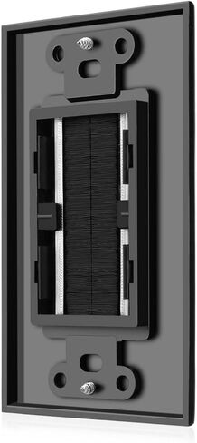 TNP Brush Wall Plate - Triple Gang Cable Entry Access Brush Bristles Style Strap Opening Port Insert Socket Wiring Plug Jack Decorative Face Cover Outlet Mount Panel (3 Gang, 1 Pack) - White in Saudi Arabia