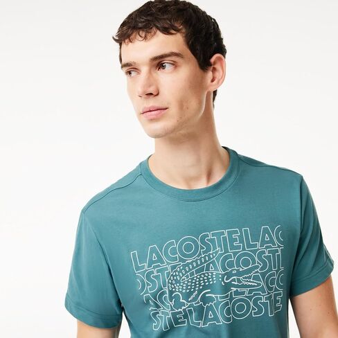 تي شيرت شعار Lacoste Men's Ultra Dry XXL Sport ، الأسود/الكاكي ، 3x-large in Kuwait
