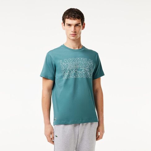 تي شيرت شعار Lacoste Men's Ultra Dry XXL Sport ، الأسود/الكاكي ، 3x-large in Kuwait