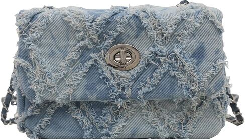 Denim Crossbody Bags for Women Small Quilted Denim Purse Shoulder Handbag Cute Jean Bag in Kuwait