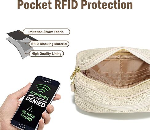 محفظة قش RFID حظر المحافظ الصيفية للنساء 2025 أكياس كروس من المنسوجة حقائب اليد الكتف الصغيرة للسفر على الشاطئ in Kuwait