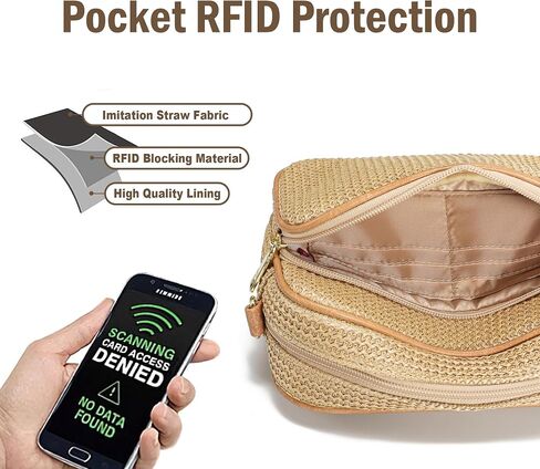 Straw Purse RFID Blocking Summer Purses for Women 2025 Woven Crossbody Bags Small Shoulder Handbags for Beach Travel in Saudi Arabia