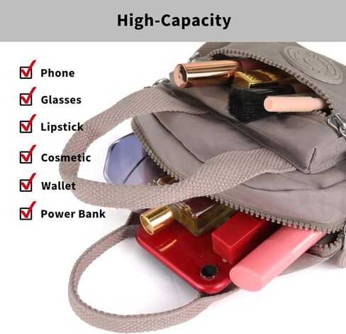 أكياس كروس للنساء حقيبة حمل صغيرة مقاومة للماء مع حقيبة كتف كاتول عبر الهاتف المحمول متعددة الجيوب in Kuwait