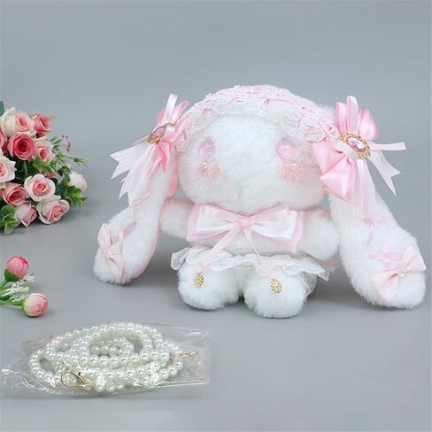 Cute Kawaii Plush Rabbit Bunny Lolita Shoulder Bag Crossbody Handbag for Halloween, Easter in Saudi Arabia