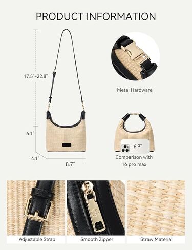 BOSTANTEN Straw Crossbody Bags for Women Raffia Clutch Shoulder Purse Handbags for Beach, Vacation, Daily Use in Kuwait