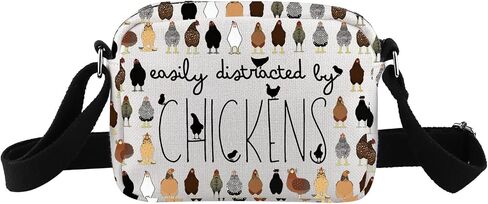 TSOTMO Chicken Farmer Gift Easily Distracted By Chickens Crossbody Bag Funny Chicken Gift Chicken Breeds Farm Life Gift in Saudi Arabia