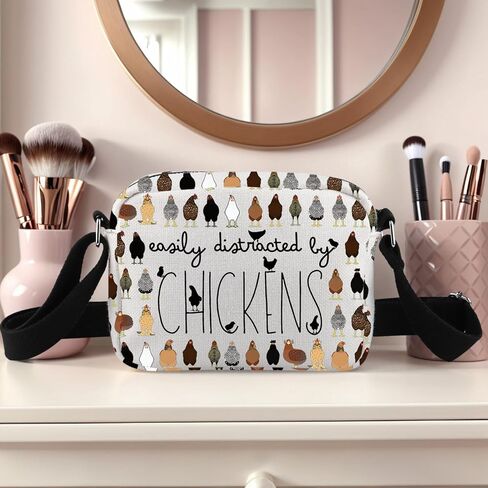 TSOTMO Chicken Farmer Gift Easily Distracted By Chickens Crossbody Bag Funny Chicken Gift Chicken Breeds Farm Life Gift in Saudi Arabia