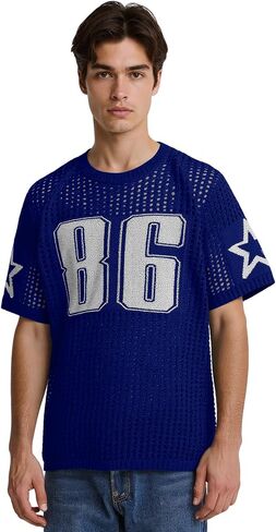 HYPESTFIT Men‘s Jersey Y2K T-Shirt 86 Graphic Casual Baggy Crochet Shirt Grunge Tee Oversized Vintage for Streetwear in Kuwait