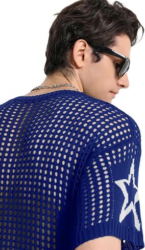 HYPESTFIT Men‘s Jersey Y2K T-Shirt 86 Graphic Casual Baggy Crochet Shirt Grunge Tee Oversized Vintage for Streetwear in Kuwait