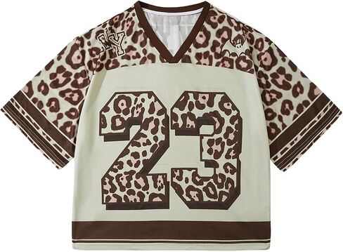 Verdusa Men's Leopard Print Jersey Shirts Number Graphic Tees Vintage Summer T Shirt in Saudi Arabia