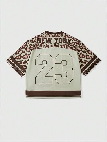 Verdusa Men's Leopard Print Jersey Shirts Number Graphic Tees Vintage Summer T Shirt in Saudi Arabia