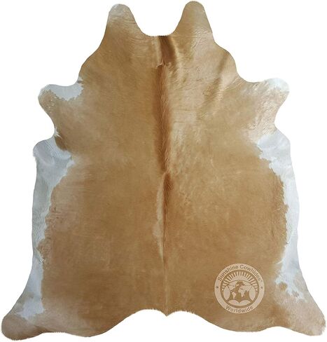 Sunshine Cowhides 100% Genuine Palomino Beige and White Cowhide Rug - Modern Style Animal Skin Rug & Floor Carpet for Living Room, Bedroom, Kitchen & More - Extra Large (6x7-8 Ft.) in Kuwait