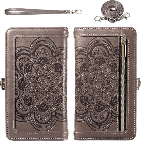 Asuwish Phone Case for iPhone 16 Plus 6.7 inch Zipper Wallet Detachable Cell Cover with Tempered Glass Screen Protector Crossbody Strap Flower Card Holder i Phone16 16+ i16 + 16Plus Women Rose Gold in Saudi Arabia