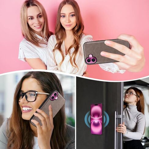 Asuwish Phone Case for iPhone 16 Plus 6.7 inch Zipper Wallet Detachable Cell Cover with Tempered Glass Screen Protector Crossbody Strap Flower Card Holder i Phone16 16+ i16 + 16Plus Women Rose Gold in Saudi Arabia