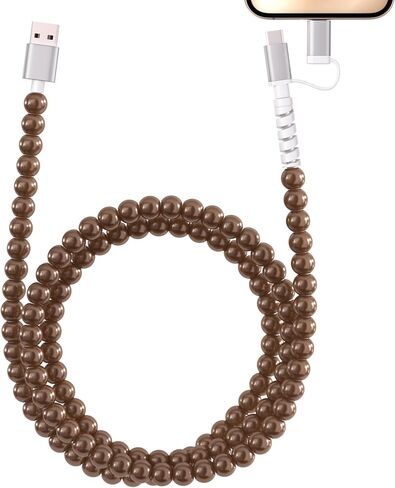 USB C Cable 2 in 1 Multi Charging Cable USB to USB C Beaded Pearls Charger Cable for iPhone 16 15 Plus Pro Max Samsung [MFi Certified] USB to iPhone Cable iPhone Charger Cord for iPhone 14 13 12 11 in Saudi Arabia