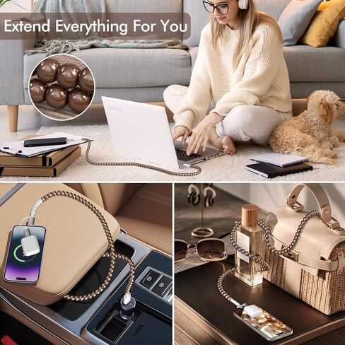 USB C Cable 2 in 1 Multi Charging Cable USB to USB C Beaded Pearls Charger Cable for iPhone 16 15 Plus Pro Max Samsung [MFi Certified] USB to iPhone Cable iPhone Charger Cord for iPhone 14 13 12 11 in Saudi Arabia